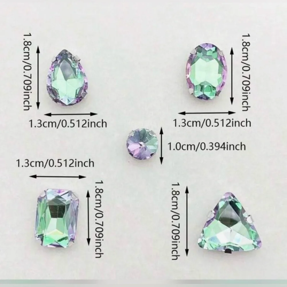 Decorative Iridescent Green & Purple Rhinestones | DIY & Sewing | New | 50 Pcs. - Picture 4 of 6